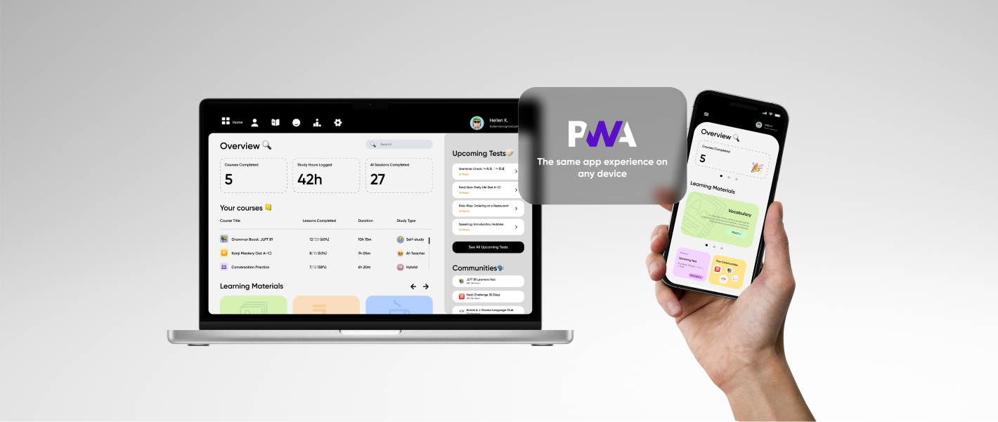 PWA-basierte EdTech-Lösung mit KI-gestütztem Kursfortschritt, optimiert für alle Endgeräte